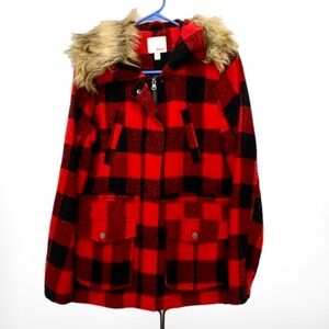 Buffalo Plaid Jacket with Fur Lining